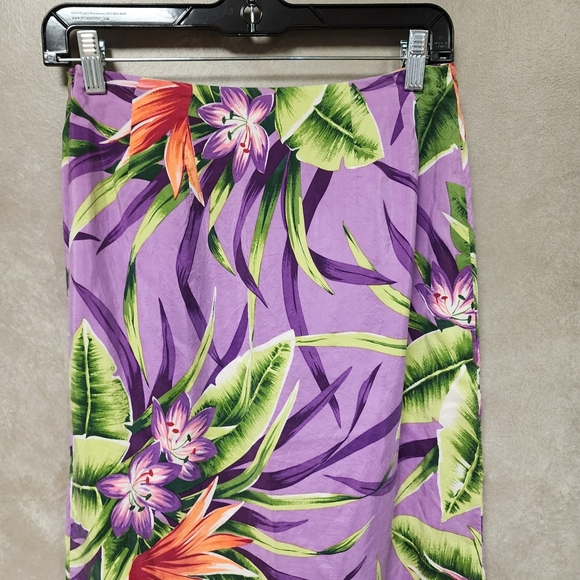 Women's 100% Silk Bold Floral Print Faux Wrap Skirt Size 4 - Picture 7 of 11